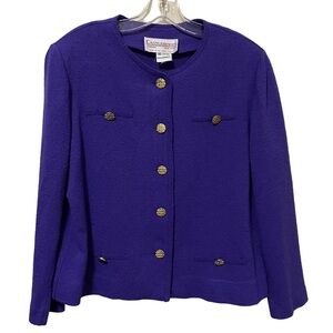 Castleberry women’s Vintage Purple Blazer Jacket with Gold Buttons Sz 16 petite